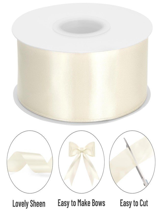 KINGLAKE Pearl Ivory Satin Ribbon – 1 1/2'' x 100 Yards Polyester Ivory Ribbon for Gift Wrapping Wedding Birthday Party Decoration DIY Crafts Floral Bouquets and Wreath Bows - Image 3